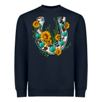 Navy cowhide sunflower horseshoe Heavyweight Sweatshirt - Zillion Design Studio