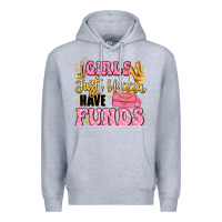 Heather Grey girls just wanna have funds Premium Hoodie - LillyAllenDesigns