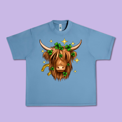St. Patrick's Day Highland Cow Urban Heavy Tee Designed By Neo Western