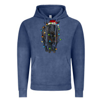 Vintage Denim christmas black angus cattle with lights Vintage Hoodie - RanaPortraitStore
