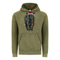 Vintage Olive christmas black angus cattle with lights Vintage Hoodie - RanaPortraitStore