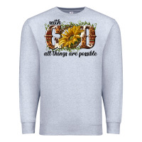 Heather Grey with god all things are possible Premium Sweatshirt - NancyCooperArtShop
