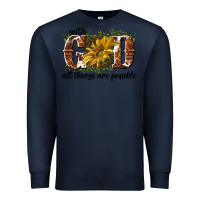Navy with god all things are possible Premium Sweatshirt - NancyCooperArtShop