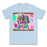 Dusty Blue this nurse is guided by jesus Classic Tee - JahusDesignShop