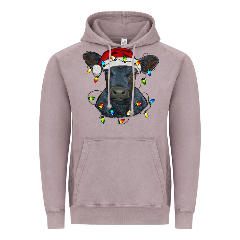 Christmas Baby Black Angus Calf With Lights Vintage Hoodie by RanaPortraitStore | Teevron
