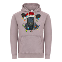 Vintage Zinc christmas baby black angus calf with lights Vintage Hoodie - RanaPortraitStore