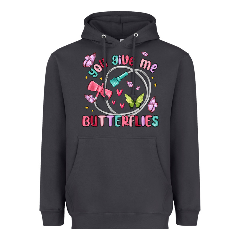 You Give Me Butterflies Heavyweight Hoodie by MaliasSmallBusiness | Teevron