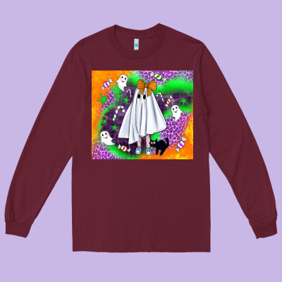 Cute Ghost Halloween Tumbler Long Sleeve Tee Designed By Bundleandbundleshop
