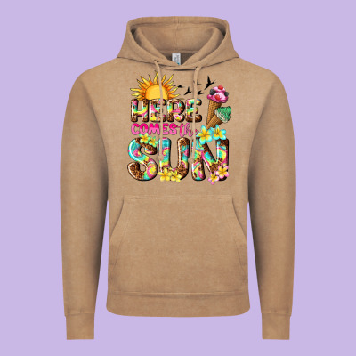 Here Comes The Sun Vintage Hoodie Designed By Texasbilliewilder