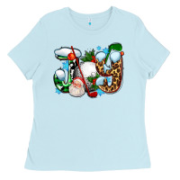 Baby Blue joy with golf and santas Ladies Tee - AdoDesignShop