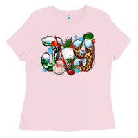 Bubblegum Pink joy with golf and santas Ladies Tee - AdoDesignShop