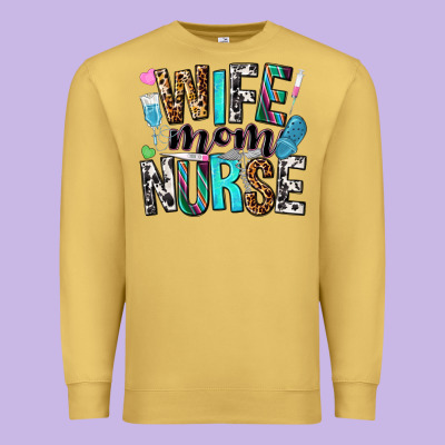 Wife Mom Nurse Premium Sweatshirt Designed By Nancycooperartshop