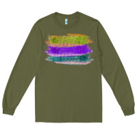 Army Green Green Purple Cyan Colored Triple Brush Strokes Long Sleeve Tee - Bettercallsaul