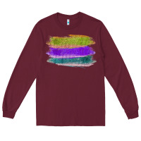 Burgundy Green Purple Cyan Colored Triple Brush Strokes Long Sleeve Tee - Bettercallsaul
