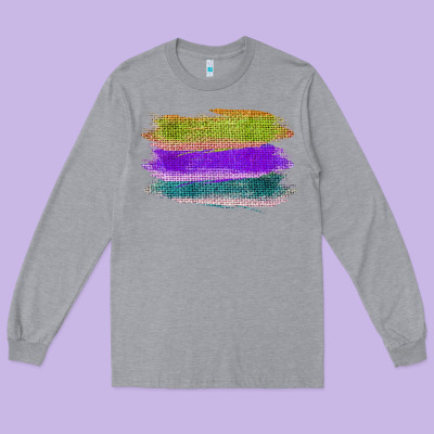 Green Purple Cyan Colored Triple Brush Strokes Long Sleeve Tee Designed By Bettercallsaul