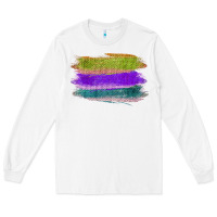White Green Purple Cyan Colored Triple Brush Strokes Long Sleeve Tee - Bettercallsaul