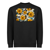 Black cowhide sunflower pattern Heavyweight Sweatshirt - Zillion Design Studio