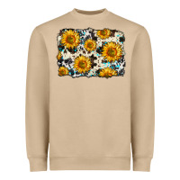 Cowhide Sunflower Pattern Heavyweight Sweatshirt | Teevron