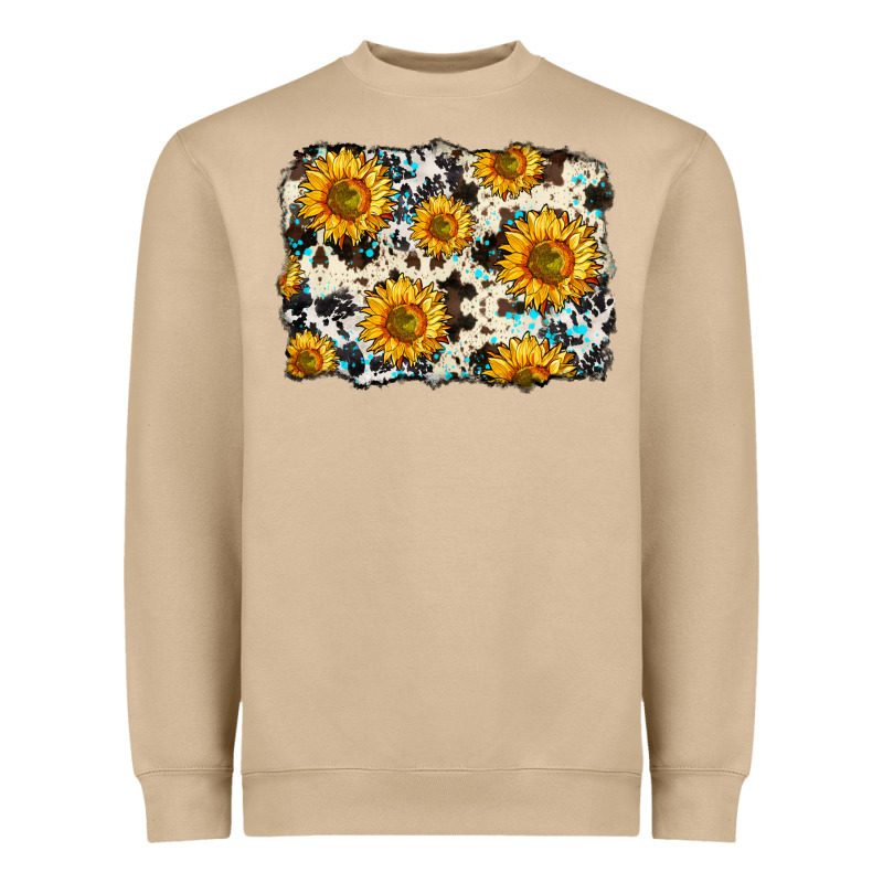 Cowhide Sunflower Pattern Heavyweight Sweatshirt by Zillion Design Studio | Teevron