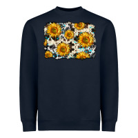 Navy cowhide sunflower pattern Heavyweight Sweatshirt - Zillion Design Studio