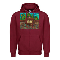 Burgundy preview custom cactus and sunflowers leopard turquoise Zipper Hoodie - Artiststas