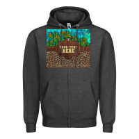 Charcoal Heather preview custom cactus and sunflowers leopard turquoise Zipper Hoodie - Artiststas