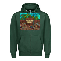 Preview Custom Cactus And Sunflowers Leopard Turquoise Zipper Hoodie | Teevron