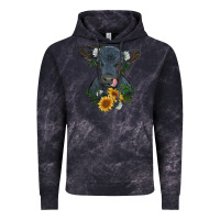 Cloud Black baby cow black angus calf with flowers Vintage Hoodie - RanaPortraitStore