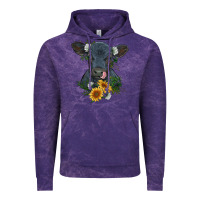 Cloud Purple baby cow black angus calf with flowers Vintage Hoodie - RanaPortraitStore