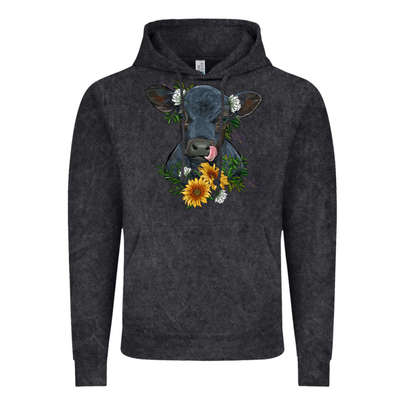 Baby Cow Black Angus Calf With Flowers Vintage Hoodie by RanaPortraitStore | Teevron