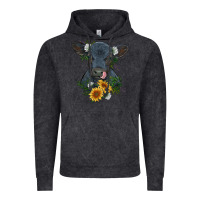 Vintage Black baby cow black angus calf with flowers Vintage Hoodie - RanaPortraitStore