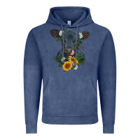 Vintage Denim baby cow black angus calf with flowers Vintage Hoodie - RanaPortraitStore