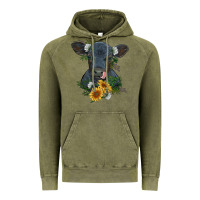Vintage Olive baby cow black angus calf with flowers Vintage Hoodie - RanaPortraitStore