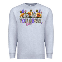 Heather Grey you grow girl Premium Sweatshirt - NancyCooperArtShop