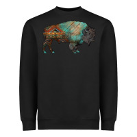 Black aztec bison Heavyweight Sweatshirt - RanaPortraitStore
