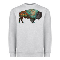 Heather Grey aztec bison Heavyweight Sweatshirt - RanaPortraitStore