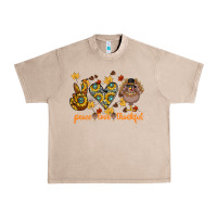 French Oak Peace Love Thankful Urban Heavy Tee - CowhideDigitalArt