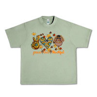 Oil Green Peace Love Thankful Urban Heavy Tee - CowhideDigitalArt