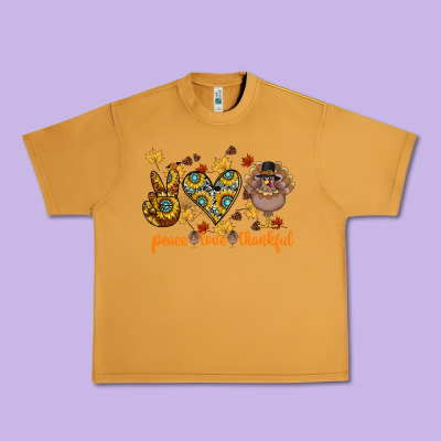Peace Love Thankful Urban Heavy Tee Designed By Cowhidedigitalart