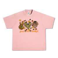 Salmon Peace Love Thankful Urban Heavy Tee - CowhideDigitalArt