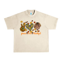 Sandshell Peace Love Thankful Urban Heavy Tee - CowhideDigitalArt