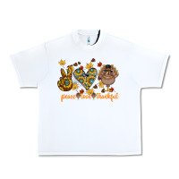 White Peace Love Thankful Urban Heavy Tee - CowhideDigitalArt
