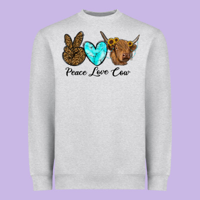 Peace Love Cow Heavyweight Sweatshirt Designed By Ranaportraitstore