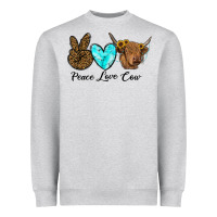 Heather Grey peace love cow Heavyweight Sweatshirt - RanaPortraitStore