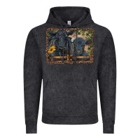 Vintage Black western black angus cattle and calf with leopard Vintage Hoodie - RanaPortraitStore
