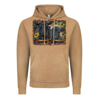 Vintage Camel western black angus cattle and calf with leopard Vintage Hoodie - RanaPortraitStore