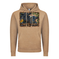 Vintage Coffee western black angus cattle and calf with leopard Vintage Hoodie - RanaPortraitStore