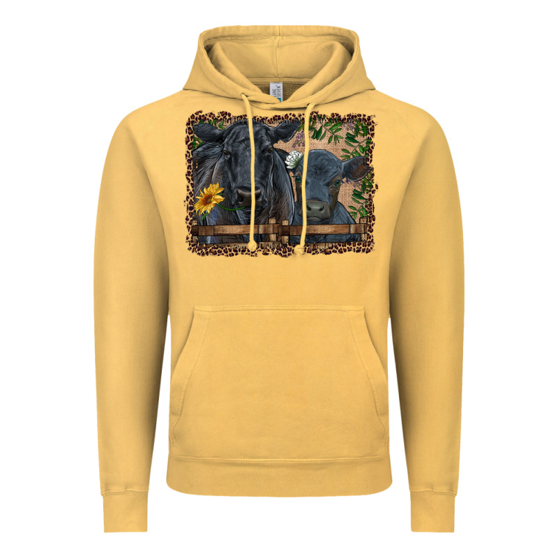 Western Black Angus Cattle And Calf With Leopard Vintage Hoodie by RanaPortraitStore | Teevron