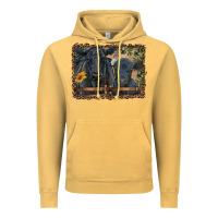 Vintage Mustard western black angus cattle and calf with leopard Vintage Hoodie - RanaPortraitStore