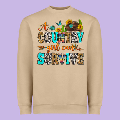 A Country Girl Can Survive Heavyweight Sweatshirt Designed By Zillion Design Studio